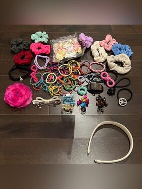 Hair accessory bundle-elastics, headband, clips, scrunchies etc